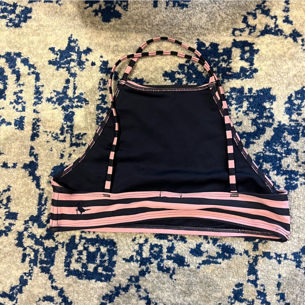 Jack Wills Pink and Black Striped High Neck Bikini Top - Picture 2 of 3